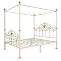 Himmelbett aus Stahl 160 x 200 cm Cremeweiss/Goldfarben