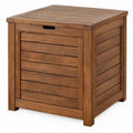 Teakbrauner Wäschekorb mit Deckel aus Teak-Massivholz, 40 × 40 × 60 cm