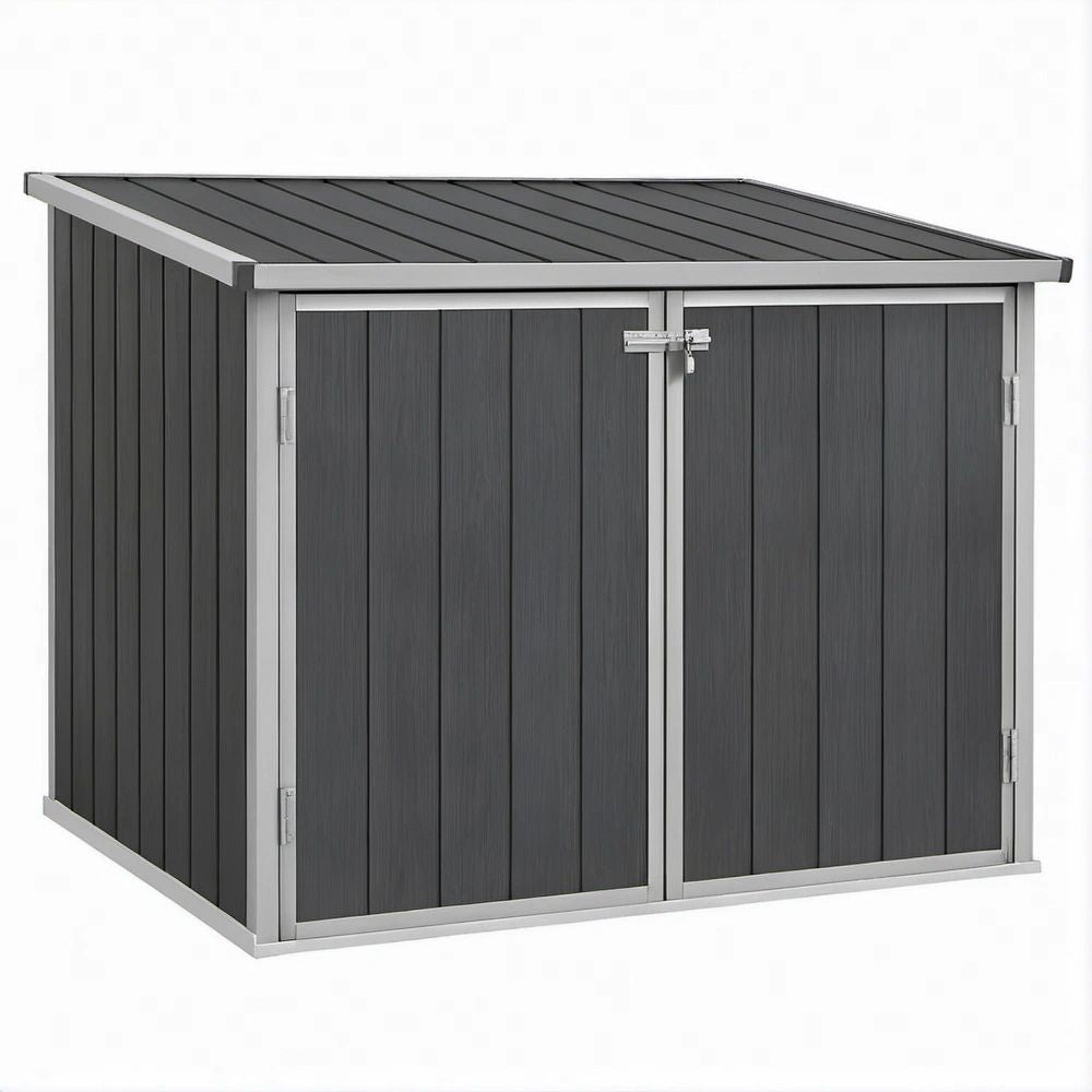 Rechteckiger Outdoor-Aufbewahrungsschrank aus PP und Aluminium, Anthrazit/Silber, 120 x 70 x 112 cm