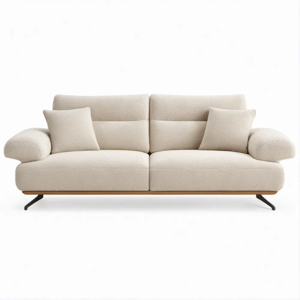 2-Sitzer-Sofa in Cremeweiss aus Polyester-Bouclé, 210 x 92 x 82 cm