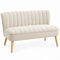 2-Sitzer Sofa in Creme mit Bouclé-Bezug und Gummibaumholzbeinen, 120 x 73 x 78 cm