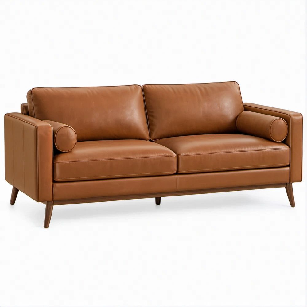 2-Sitzer-Sofa aus cognacbraunem PU-Kunstleder, 170 x 85 x 85 cm