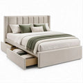 Doppelbett mit Stauraum und 2 Schubladen, Beige, Liegefläche 160 x 200 cm