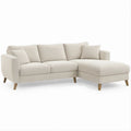 Ecksofa in L-Form mit Recamiere rechts, 3-Sitzer, Creme, 230 x 150 x 85 cm