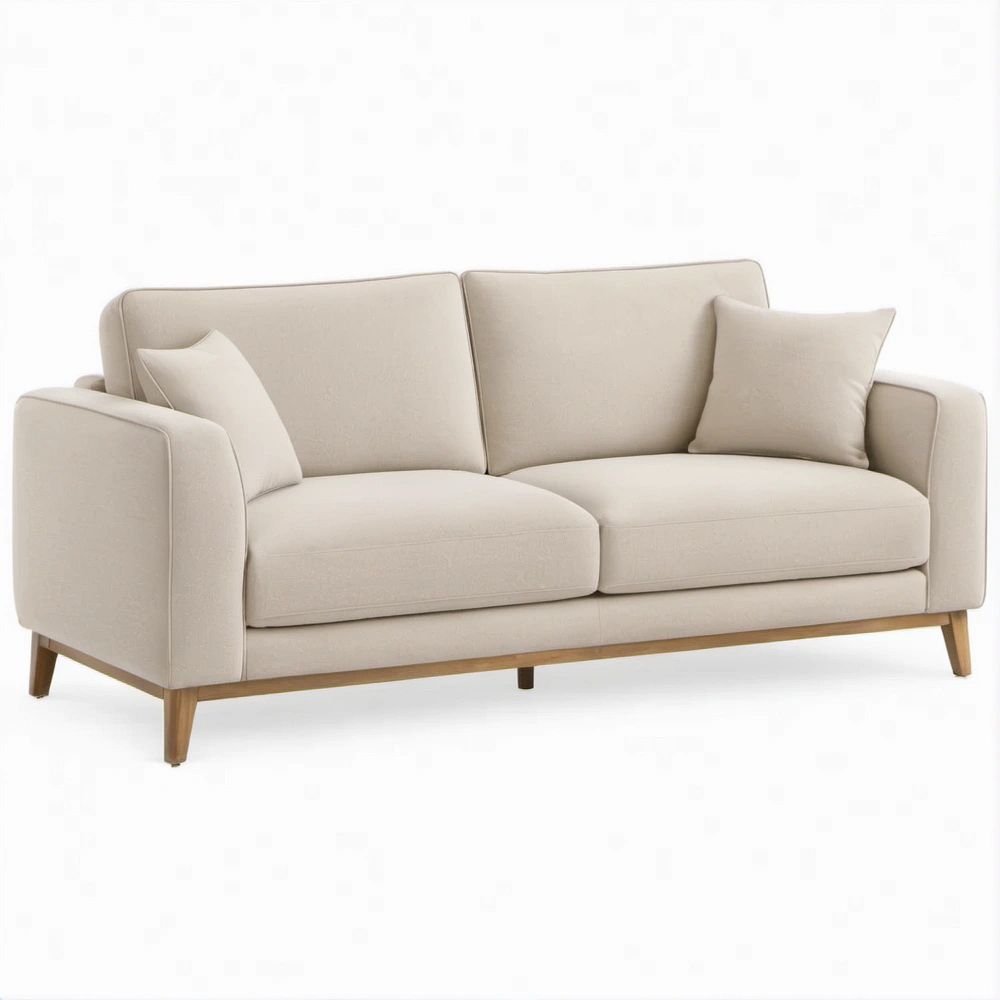 2-Sitzer-Sofa in Creme mit Holzfüssen, 180 x 85 x 82 cm