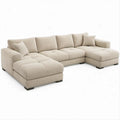 U-förmiges Sofa in Beige/Schwarz, 330 x 160 x 85 cm