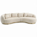 Geschwungenes 3-Sitzer-Sofa in Creme/Gold, Bouclé-Polyester, 280 x 115 x 75 cm
